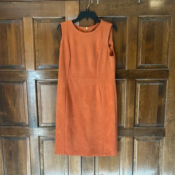 calvin klein orange suede dress Calvin Klein | Dresses | Calvin Klein Faux Suede Burnt Orange Sheath Dress  Size 4 Sleeveless